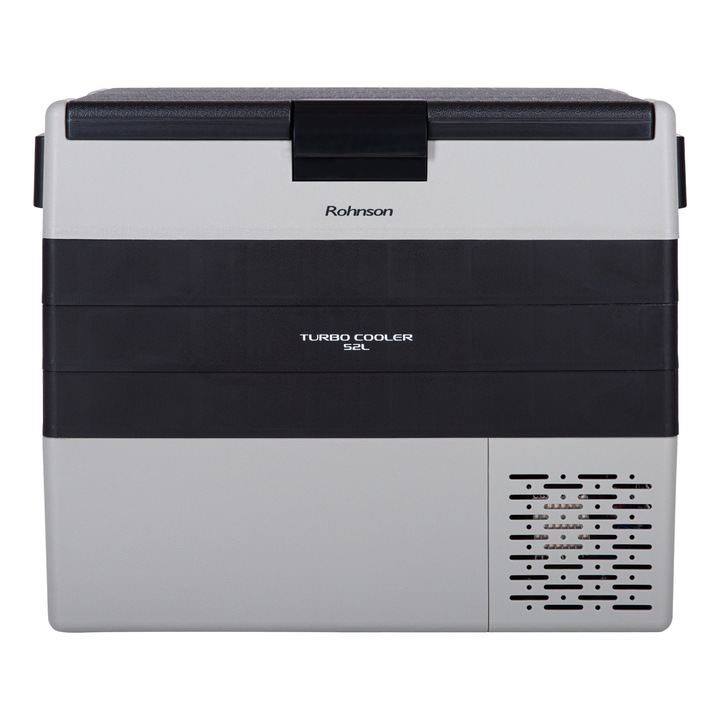 Frigider Auto cu compresor, Rohnson R4052 Turbo Cooler, 52 L, 12-24-230V, control digital al temperaturii, 55 W, 45 dB, temperatura min. -20 °C, oprire automata, condensator din Cupru