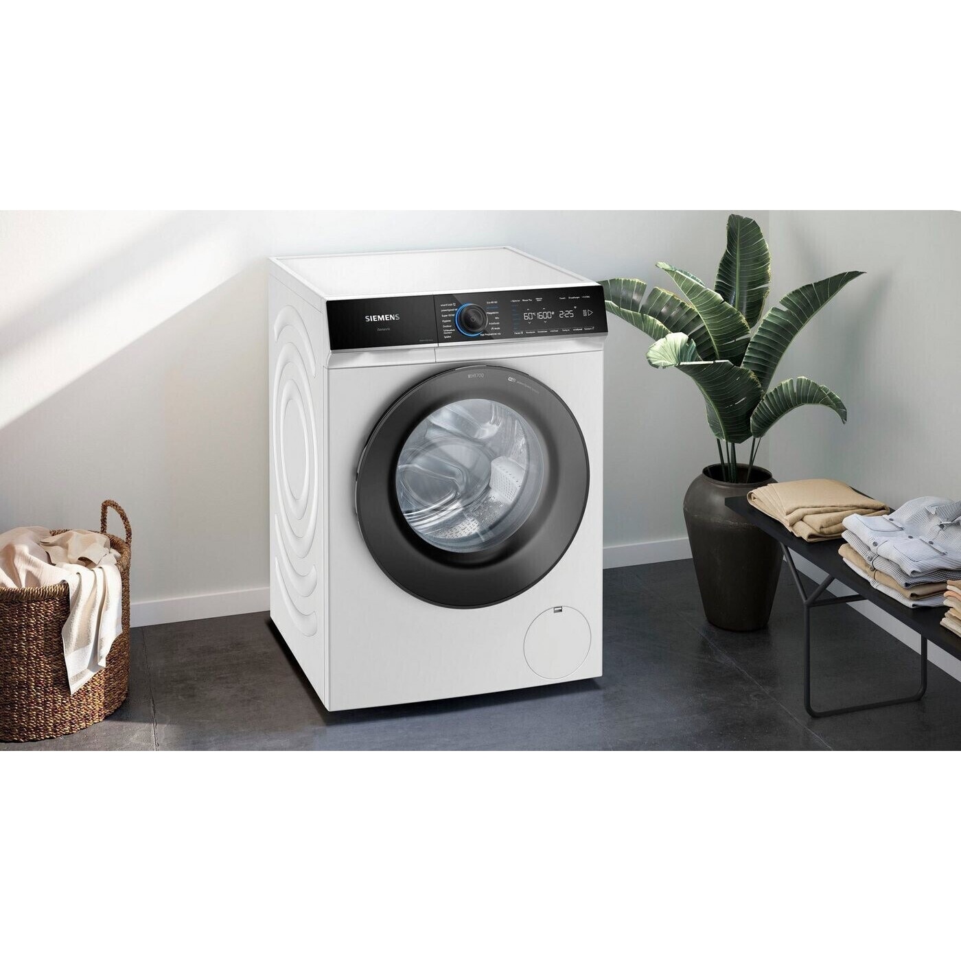 Masina de spalat rufe frontala iQ700 Siemens WG46B2070, 9 kg, clasa A, 1600 rpm, Alb