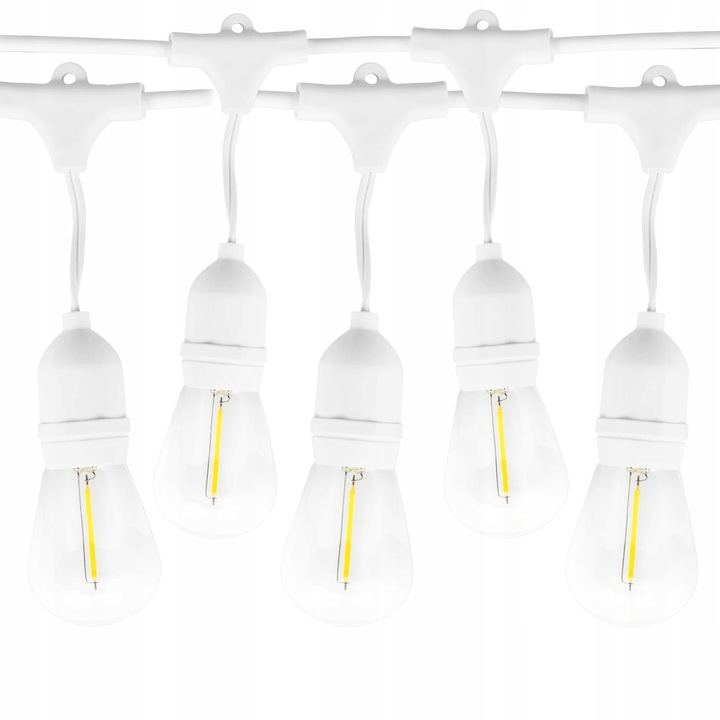 Ghirlanda de gradina, iluminata, lungime 10m, bec LED 20x, cablu alb, rezistenta la intemperii, culoare calda, protectie IP44