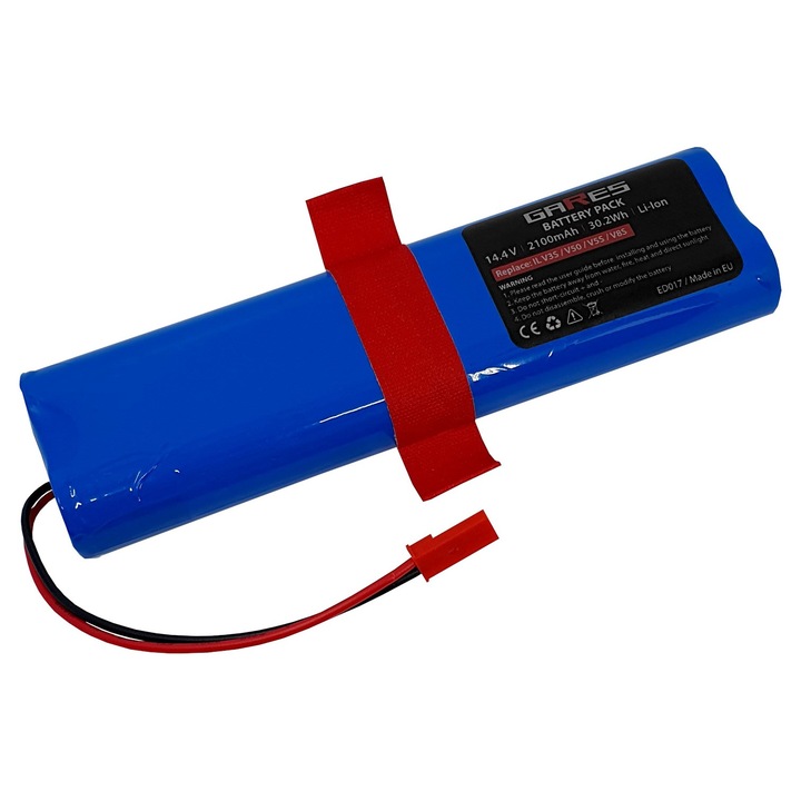 Baterie Gares, 14.4V 2.1Ah, pentru Ilife V3S V50 V5S V8S V50 V5s Pro V8s X750 18650B4-4S1P-AGX-2 Zaco V3 V40 V5s Pro V5x V3s Pro Silvercrest SSR 3000 A1, albastru