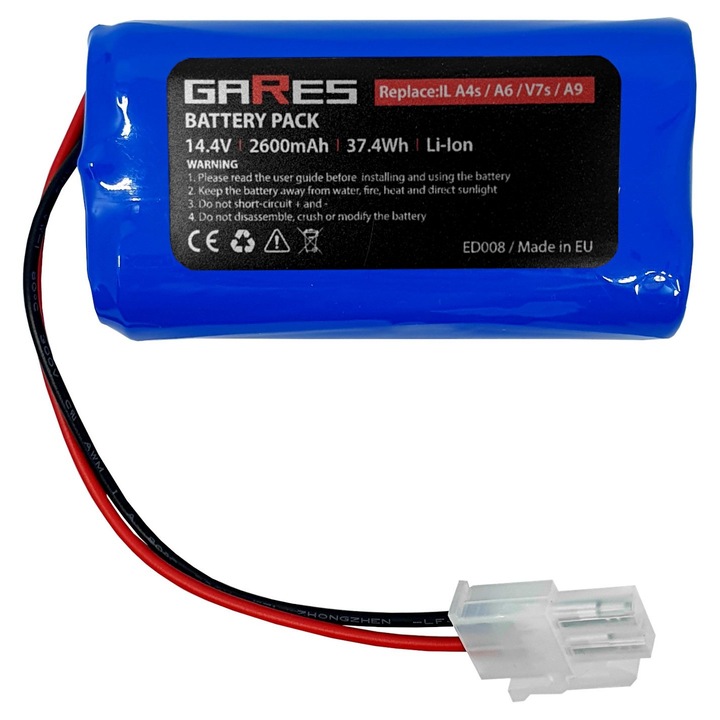Baterie Gares, 14.4V 2.6Ah, pentru ILIFE A4s A6 V7s Pro A8 ECOVACS V780 V7S 4ICR19/65 Silvercrest SSR1 SSRA1, albastru