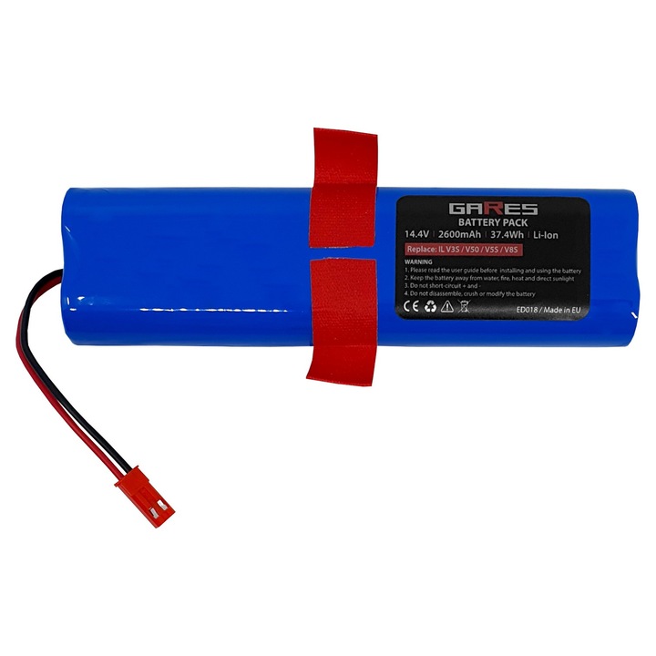 Baterie Gares, 14.4V 2.6Ah, pentru Ilife V3S V50 V5S V8S V50 V5s Pro V8s X750 18650B4-4S1P-AGX-2 Zaco V3 V40 V5s Pro V5x V3s Pro Silvercrest SSR 3000 A1, albastru