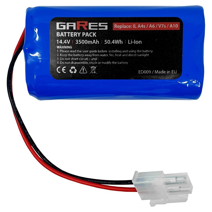 Baterie Gares, 14.4V 3.5Ah, pentru ILIFE A4s A6 V7s Pro A8 ECOVACS V780 V7S 4ICR19/65 Silvercrest SSR1 SSRA1, albastru