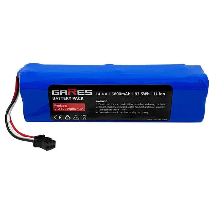 Baterie Gares, 14.4V/14.8V 5.8Ah, pentru Viomi S9 Alpha UV Roidmi Eve Plus Proscenic M7Pro M8Pro Cobbo-Pro 27 UV Lenovo T1 Pro Concept VR3210 VR3520 VR3120 VR3205 H18650CH-4S2P, albastru