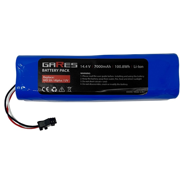 Baterie Gares, 14.4V/14.8V 7Ah, pentru Viomi S9 Alpha UV Roidmi Eve Plus Proscenic M7Pro M8Pro Cobbo-Pro 27 UV Lenovo T1 Pro Concept VR3210 VR3520 VR3120 VR3205 H18650CH-4S2P, albastru