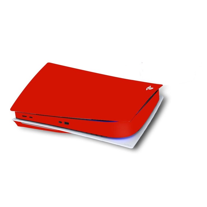 Folie Skin pentru Sony PlayStation 5, Varianta cu Disc, Panou centra si capace, Rosu