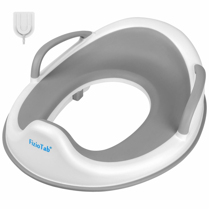 Reductor WC Copii cu Manere FizioTab® - cu Inelus pentru Depozitare Usoara si Carlig de Agatare, Gri
