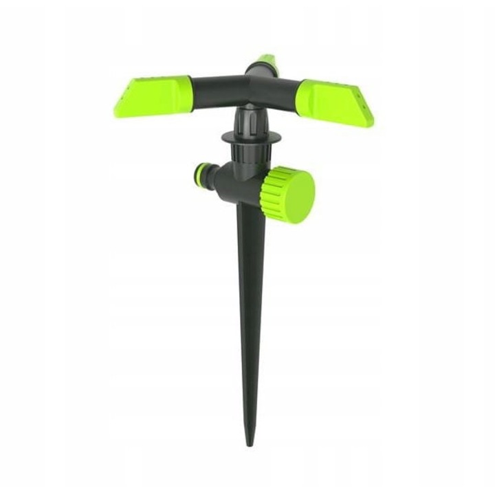 Ротационен разпръсквач с 3 рамена, Stalco, регулируем, черен/зелен