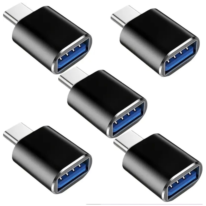 Set 5 Adaptoare PARAFASA USB C la USB 3.0 OTG, transfer rapid, negru