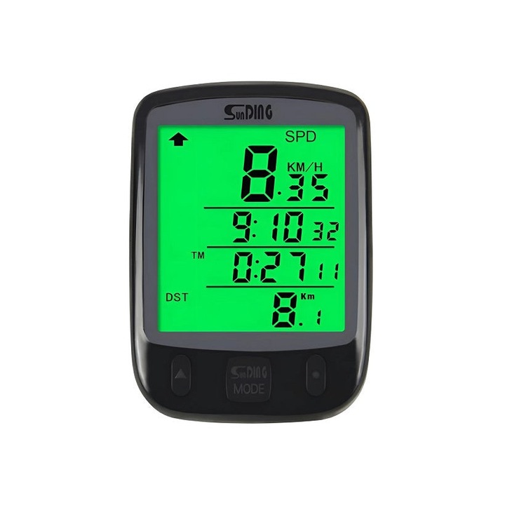 Digitális kerékpár kilométer-számláló, LCD világító kijelző, 25 funkcióval