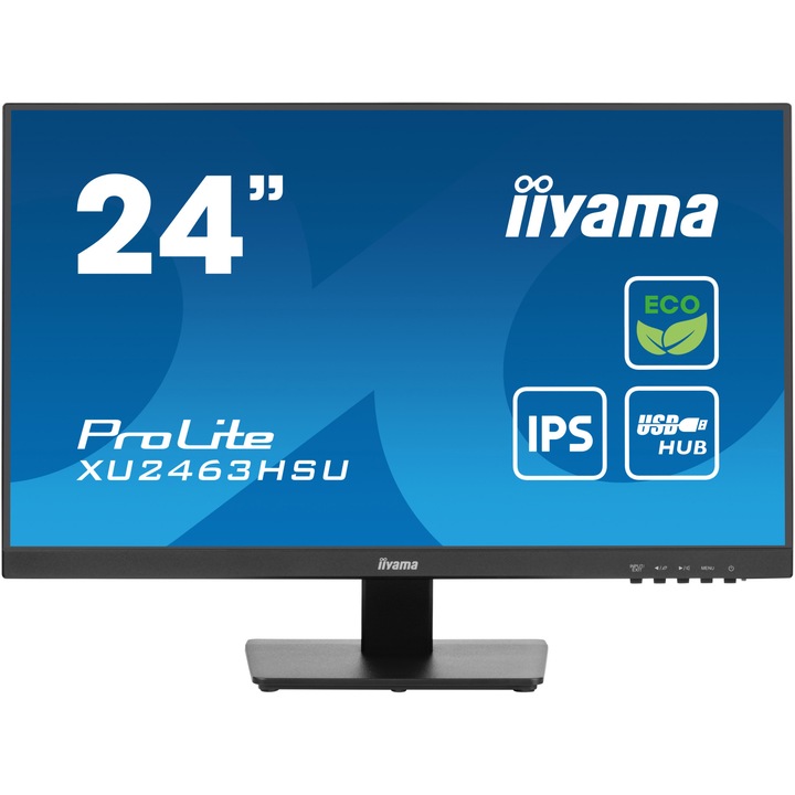 Monitor LED IPS iiyama ProLite XU2463HSU-B1 23.8" FHD, 100Hz, 3ms, HDMI, DisplayPort, HUB USB 2x3.2, Villogásmentes + kék fény