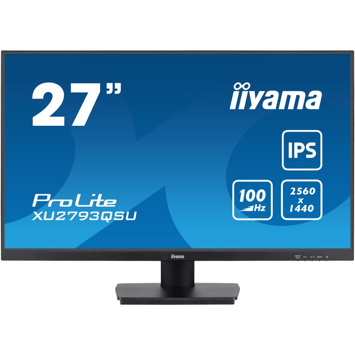 Монитор LED IPS iiyama ProLite XU2793QSU-B6 27" WQHD, 100MHz, 1ms, HDMI, DisplayPort, HUB USB 2x3.2, Flicker-free + Blue light