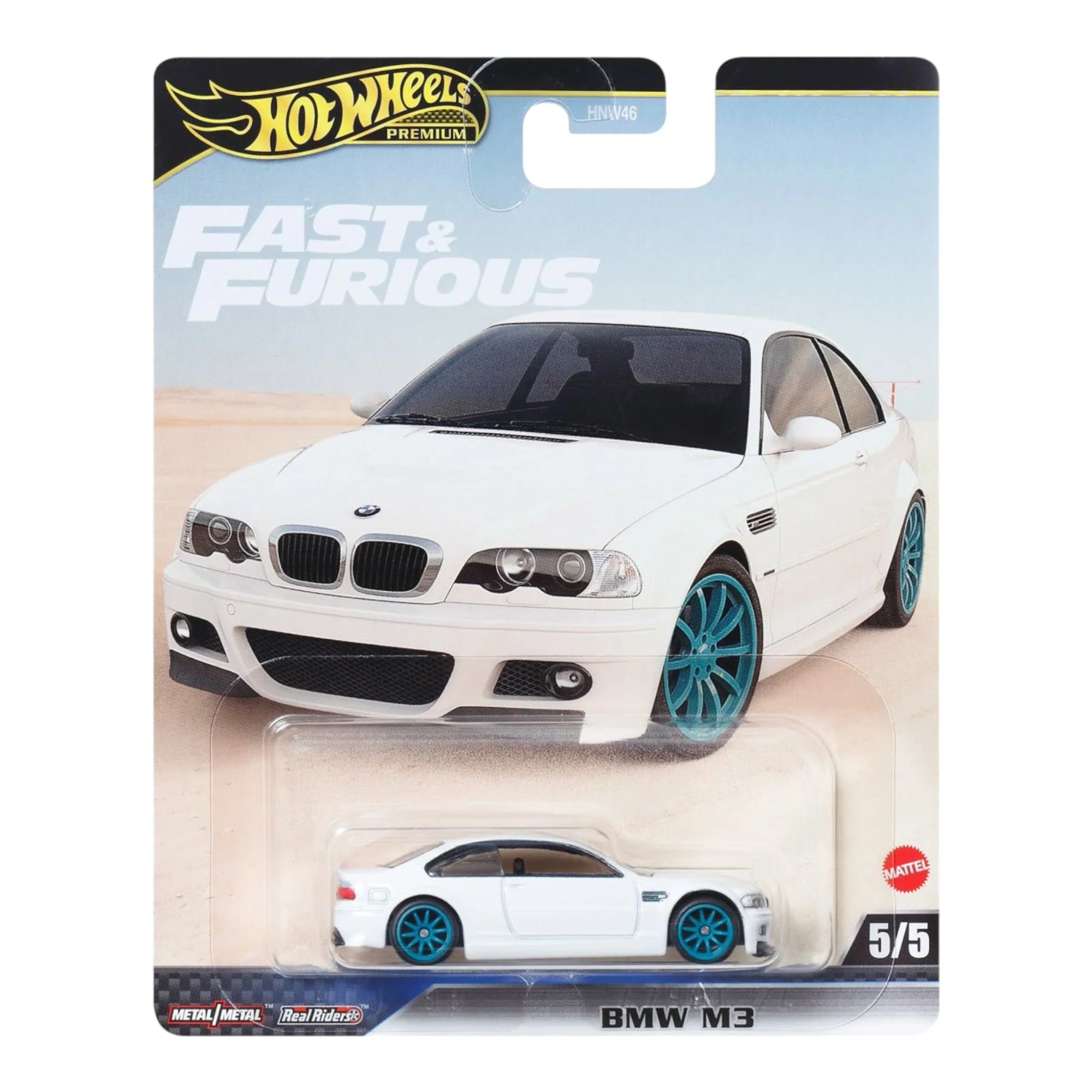 Метална количка за игра Hot Wheels Premium, BMW M3 E46, HNW46-979F, Бързи и  яростни 5/5, 1:64, Бял - eMAG.bg