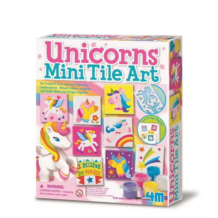 Kreatív festőlapokkal ellátott készlet - Unicorn, műanyag, 4M, 5 év+