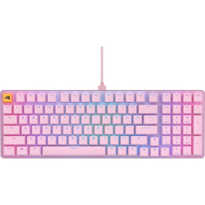 Tastatura Mecanica Maming Glorious GMMK 2 Full-Size RGB, iluminare RGB, USB-C, Switch Fox Linear, Layout US Roz