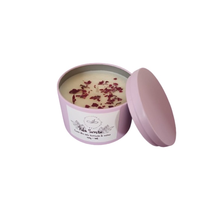 Természetes illatú gyertya szójaviaszból, Palo Santoval, 250 g, 40 óra égési idő