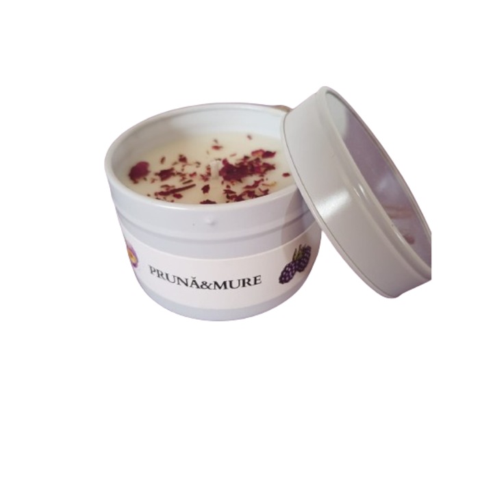 Természetes illatú gyertya szójaviaszból szilva és szeder maggal, 100 g, 24 órás égési idő