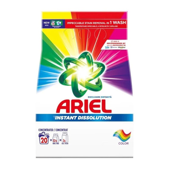 Set 2 x Detergent Pudra pentru Rufe, Ariel Color, 20 Spalari, 1.5 kg