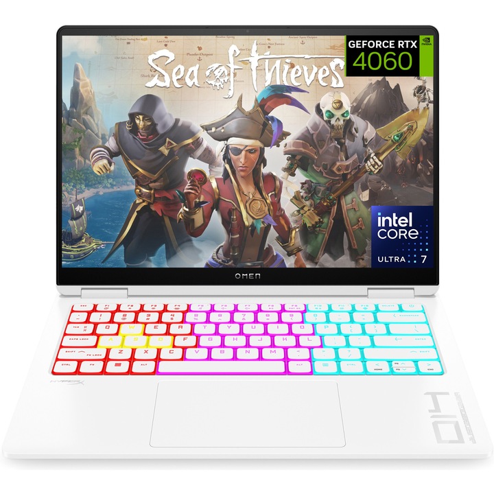 HP OMEN Transcend 14-fb0050nn gaming laptop, 14", 2.8K, OLED, Intel® Core™ Ultra 7 155H, 16GB, 2TB SSD, NVIDIA® GeForce RTX™ 4060 8GB GDDR6, Free DOS, Nemzetközi angol billentyűzet, Fehér