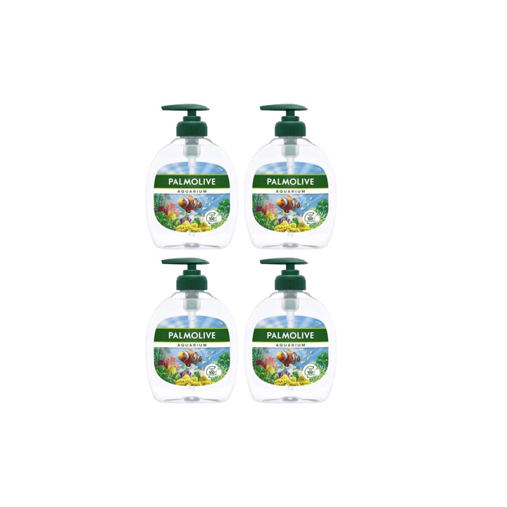Set 4 X Palmolive Sapun Lichid 300ml Aquarium Ocean Scence, testat dermatologic, prospetime de lunga durata, elimina mirosuri neplacute, delicat pentru scalp, non-toxic, eco-friendly