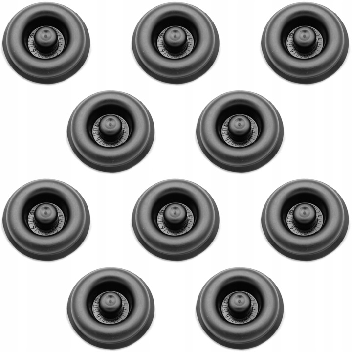 10 db kipufogószelep fedél membrán készlet, kompatibilis Volkswagen, Audi, Seat, Skoda modellekhez, 15 mm, N10249701, Gumi, Fekete