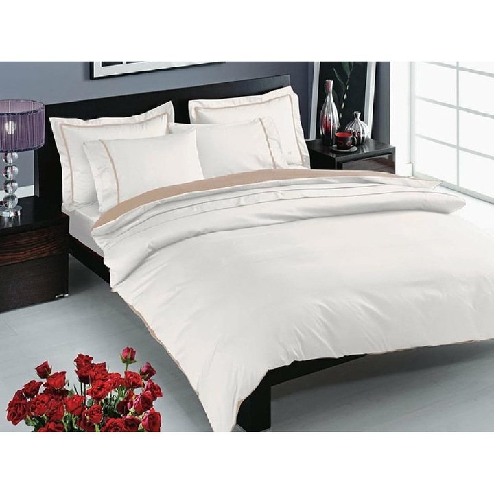 Комплект спално бельо, TAC, модел 12094, 100% сатениран памук, 6 части