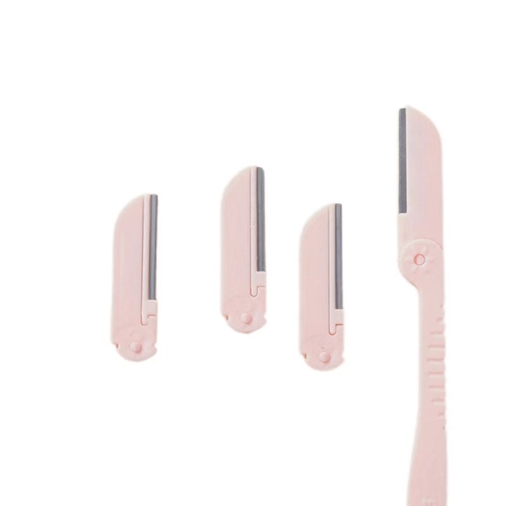 Aparat ras, lama inox, capete schimbabile, roz