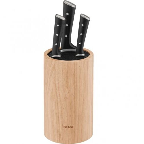 Set cutite din otel inoxidabil, 3 piese, cu suport din lemn Tefal Ice Force K2324S75