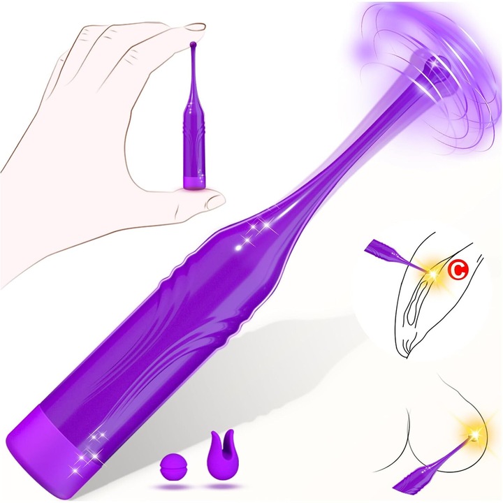 Vibrator pentru orgasme rapide FairyKiss® jucarii sexuale, Vibratii puternice de inalta frecventa, Mini stimulator clitoridian, 10 moduri vibratie, Femei sex toys, Rezistent la apa, Violet