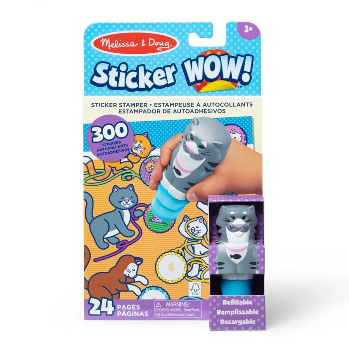Bélyegző és matrica füzet, Melissa & Doug, Macska szett, Lila