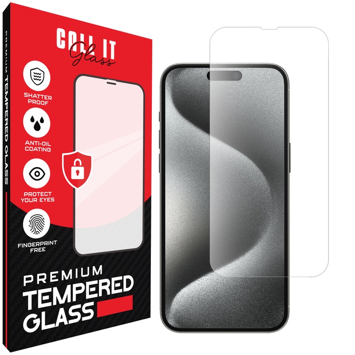Call It Glass™ adatvédelmi fólia, iPhone 15 Pro Max készülékhez, prémium típus, rendkívül átlátszó, teljes telepítési készlet, törésgátló, ütésálló, rugalmas és strapabíró, teljes kijelző, nincs képernyőzár – fekete üveg