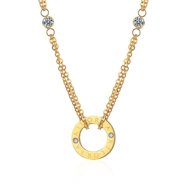 AILORIA, Colier de otel inoxidabil cu zirconia, Auriu