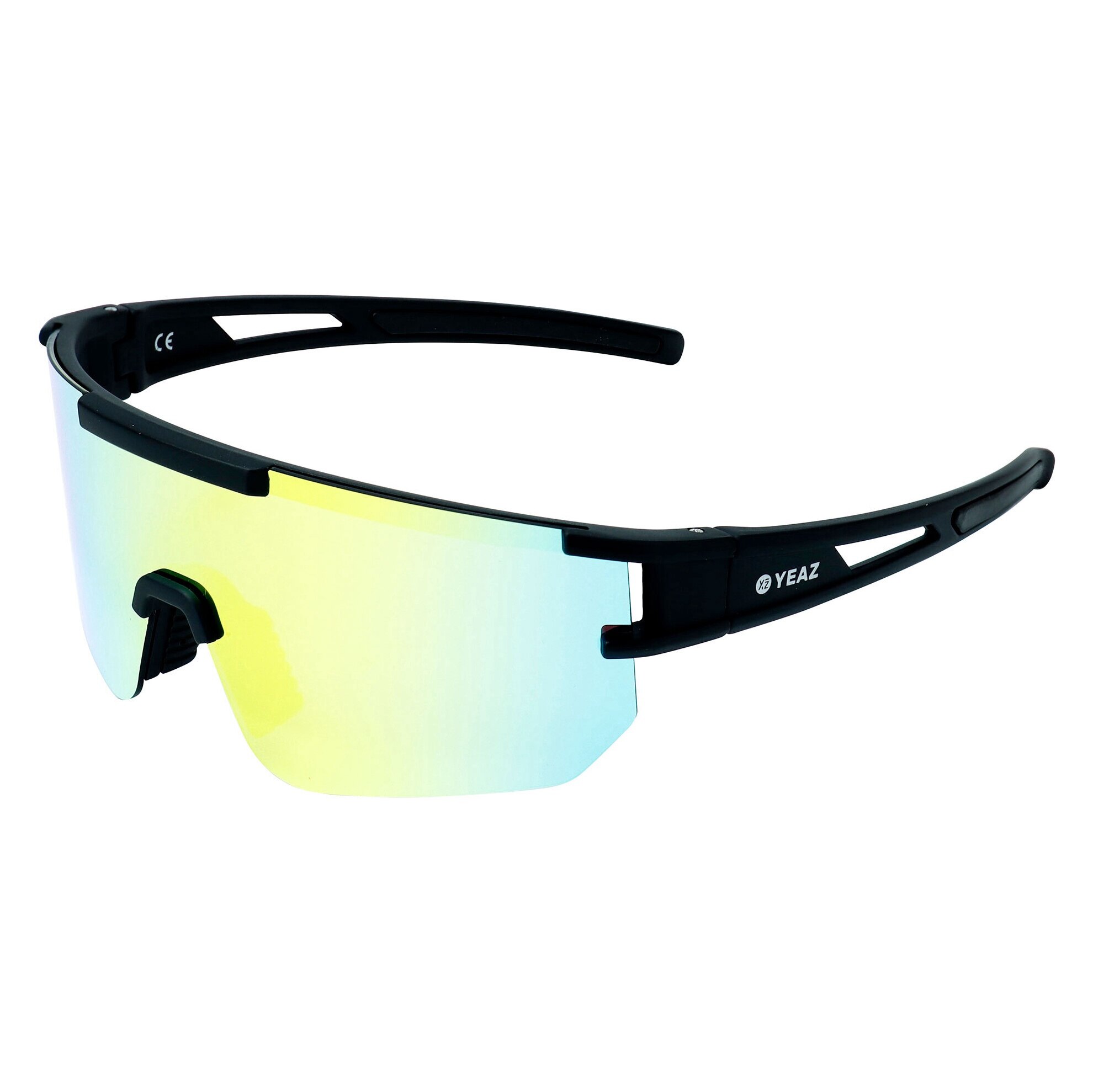 YEAZ, Ochelari de soare wrap unisex cu lentile oglinda Sunspark, Galben