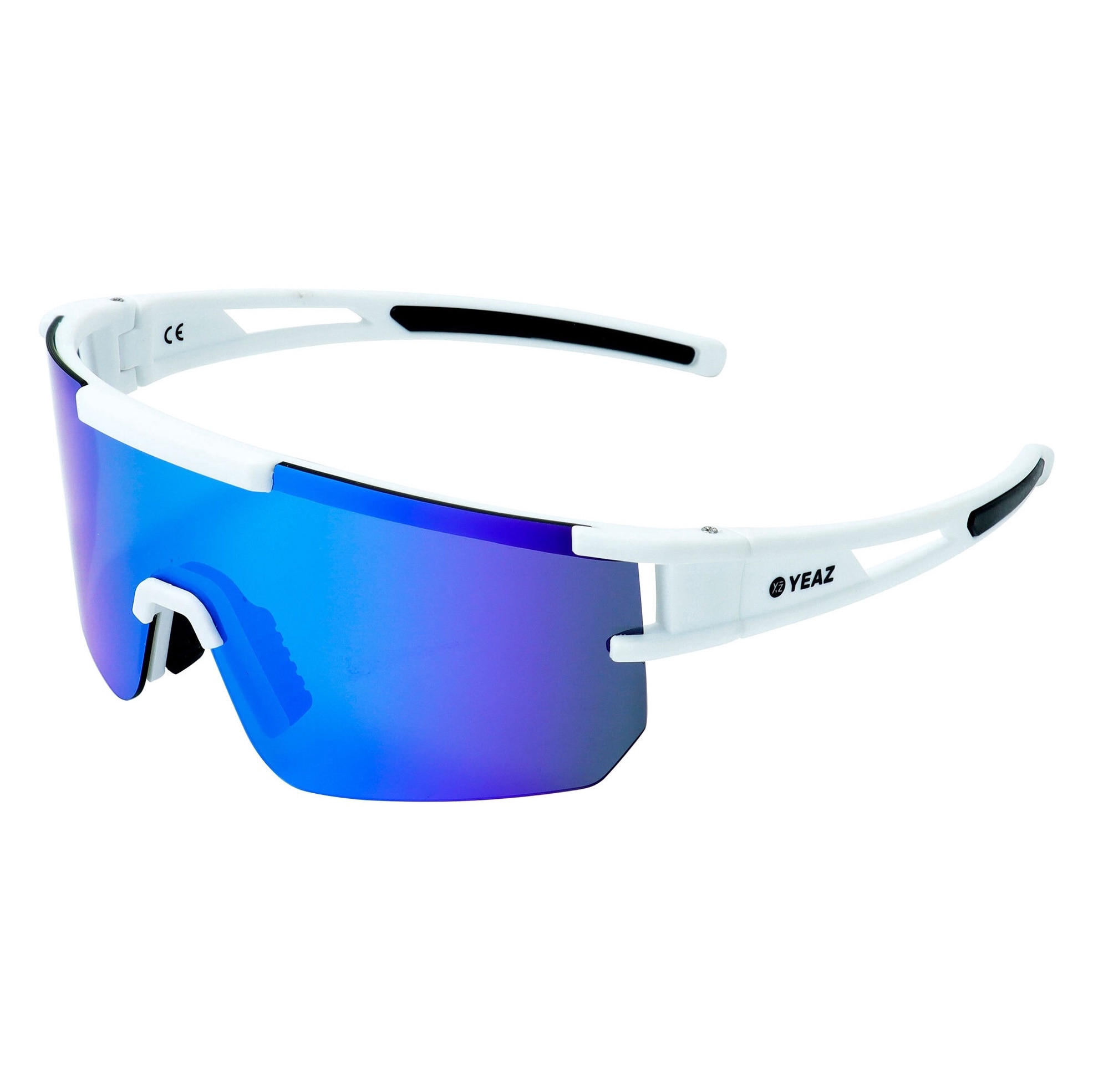 YEAZ, Ochelari de soare wrap unisex cu lentile oglinda Sunspark, Albastru