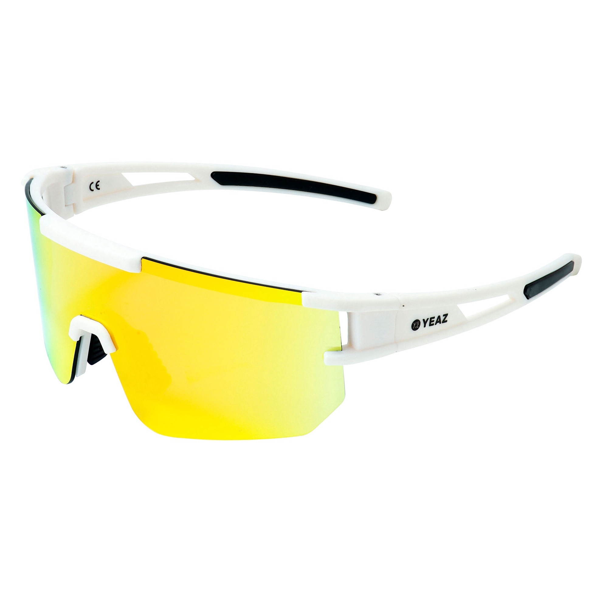 YEAZ, Ochelari de soare wrap unisex cu lentile oglinda Sunspark, Alb