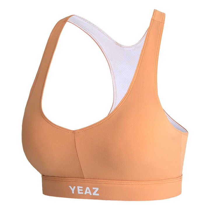 YEAZ, Bustiera cu decolteu in V, cu spate decupat, pentru fitness Celeb, Portocaliu