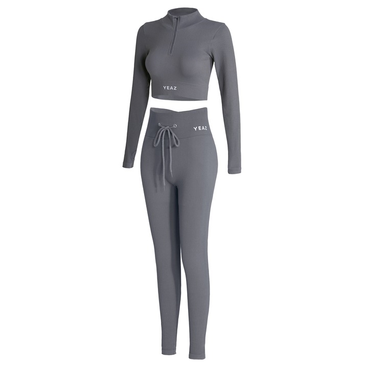 YEAZ, Set de bluza si colanti pentru antrenament, 2 piese, Gri
