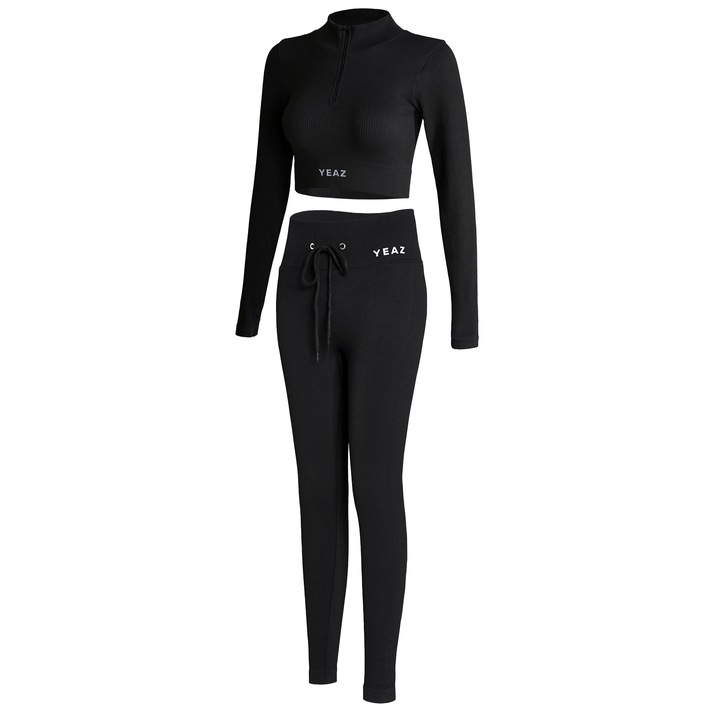 YEAZ, Set de bluza si colanti pentru antrenament, 2 piese, Negru