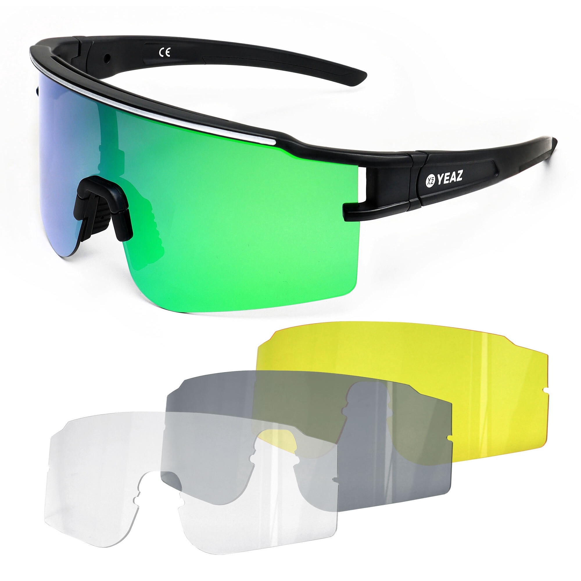 YEAZ, Ochelari de soare unisex cu lentile intersanjabile Sunthrill, Verde, Negru