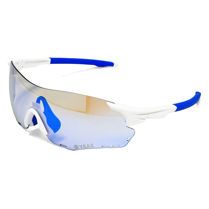YEAZ, Ochelari de soare shield unisex Sunelation, Alb, Albastru