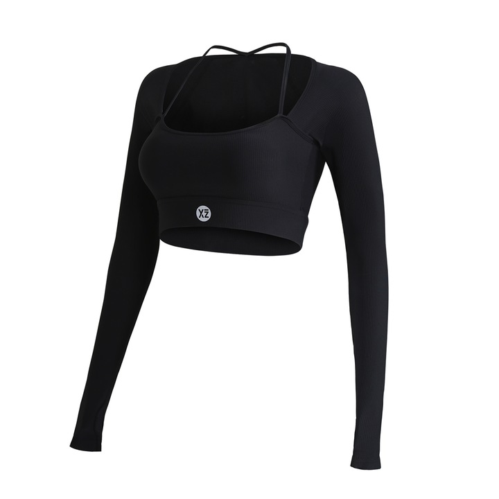 YEAZ, Bluza crop pentru antrenament Club Level, Negru