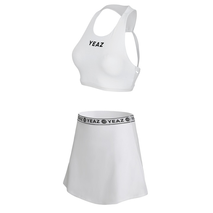 YEAZ, Set de bustiera si fusta-pantalon cu detaliu logo pentru antrenament Myth 29237, Alb
