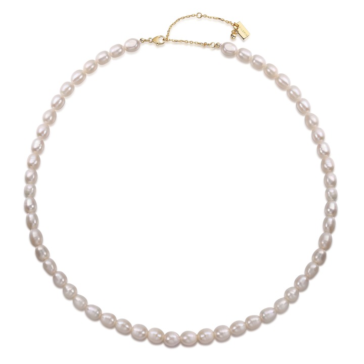 AILORIA, Colier placat cu aur de 18K si perle de apa dulce, Auriu