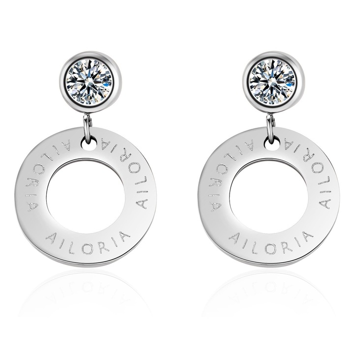 AILORIA, Cercei decorati cu cristale zirconia Agathe, Argintiu