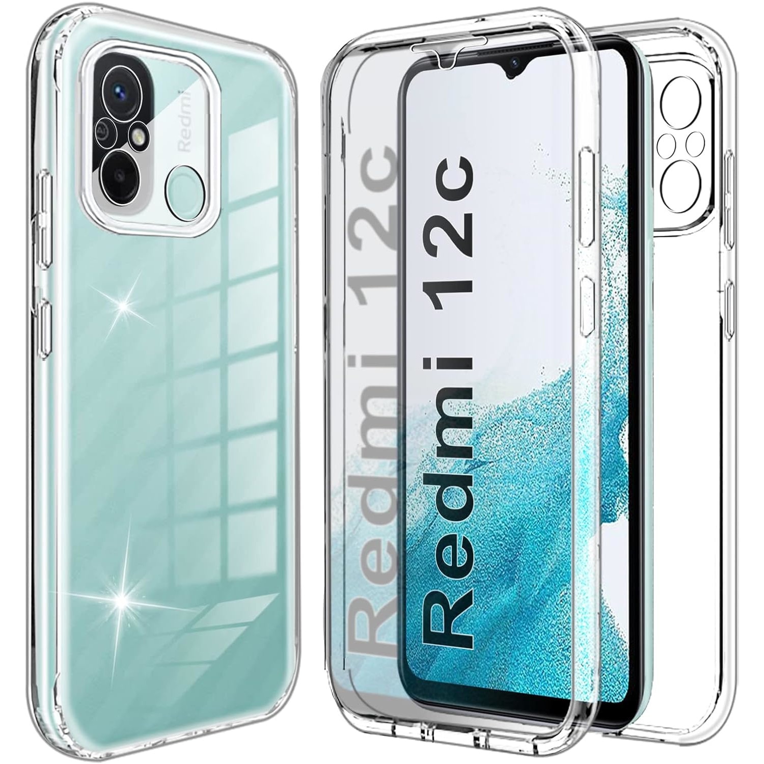 Husa 360 compatibila cu Xiaomi Redmi 12C - V2 Transparent fata si spate