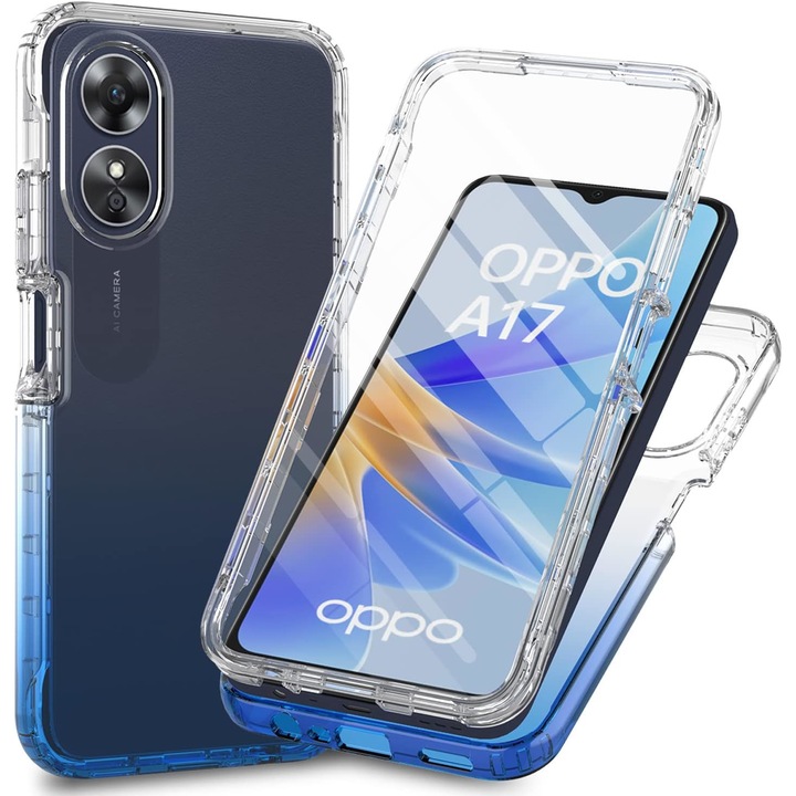 360 fedél kompatibilis az OPPO A17 - V2-vel Átlátszó elöl és hátul