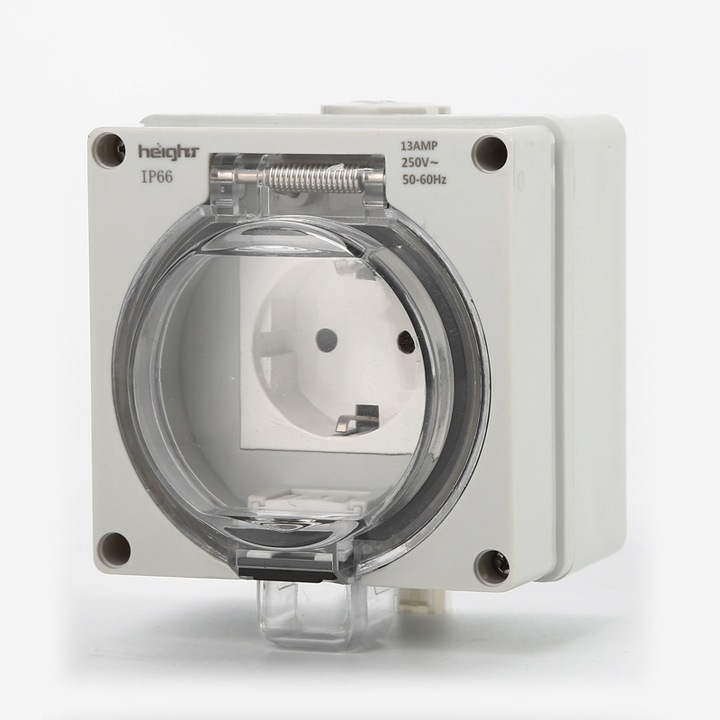 Обикновен контакт шуко, Rqiurpn, 16A, 250V, IP66, сив