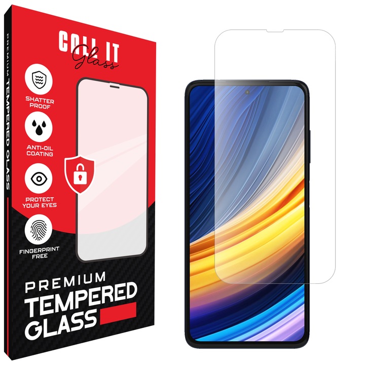 Call It Glass védőfólia Xiaomi Poco X3 Pro készülékhez, prémium típus, rendkívül átlátszó, teljes telepítési készlet, törésgátló, ütésálló, rugalmas és kemény, teljes képernyős kijelző, fekete képernyőzár nélkül – átlátszó üveg