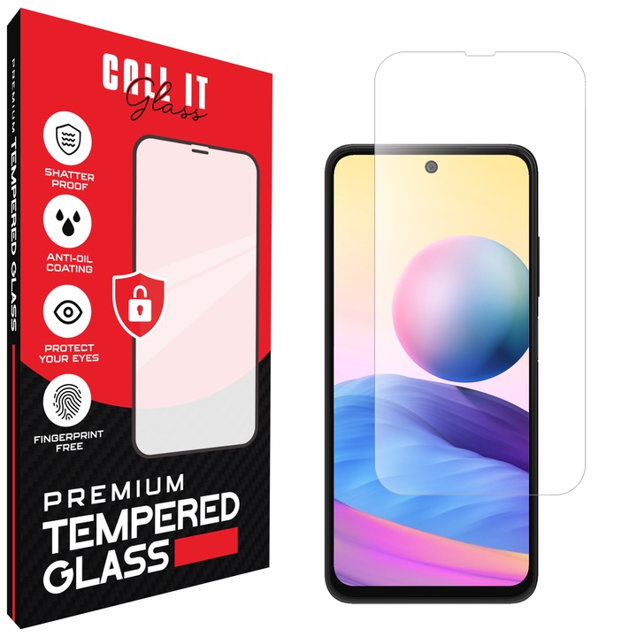 Call It Glass™ védőfólia Xiaomi Redmi Note 10 5G-hez, prémium típus, rendkívül átlátszó, komplett telepítőkészlet, törésgátló, ütésálló, rugalmas és kemény, teljes képernyős kijelző, fekete képernyőzár nélkül – átlátszó üveg