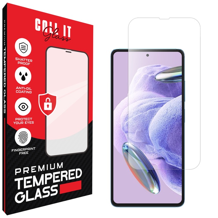 Call It Glass™ védőfólia Xiaomi Redmi Note 12 Pro Plus készülékhez, prémium típus, rendkívül átlátszó, teljes telepítőkészlet, törésgátló, ütésálló, rugalmas és kemény, teljes kijelző, fekete képernyőzár nélkül – átlátszó üveg